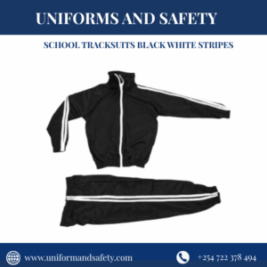School Tracksuits Black White Stripes