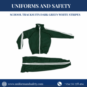 School Tracksuits Dark Green White Stripes