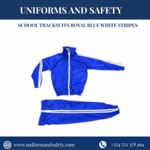 School Tracksuits Royal Blue White Stripes
