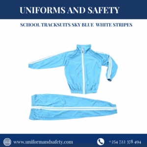School Tracksuits Sky Blue  White Stripes