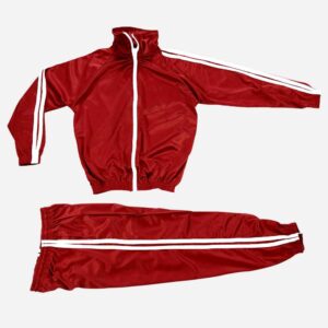 School Tracksuits Maroon White Stripes