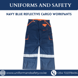 Navy Blue Reflective Cargo Work Pants