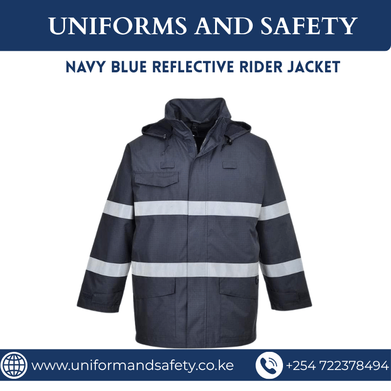 Navy Blue Reflective Rider Jacket